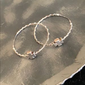 Sterling silver dipped hoops with cross -New!